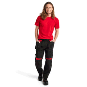 Blaklader 1555 Holster Pocket Craftsmen Work Trousers Black / Red - KNEE PAD TROUSERS