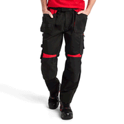 Blaklader 1555 Holster Pocket Craftsmen Work Trousers Black / Red - KNEE PAD TROUSERS