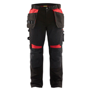 Blaklader 1555 Holster Pocket Craftsmen Work Trousers Black / Red - KNEE PAD TROUSERS