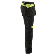 Blaklader 1555 Holster Pocket Craftsmen Work Trousers Black / Yellow - KNEE PAD TROUSERS