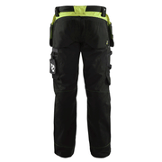 Blaklader 1555 Holster Pocket Craftsmen Work Trousers Black / Yellow - KNEE PAD TROUSERS