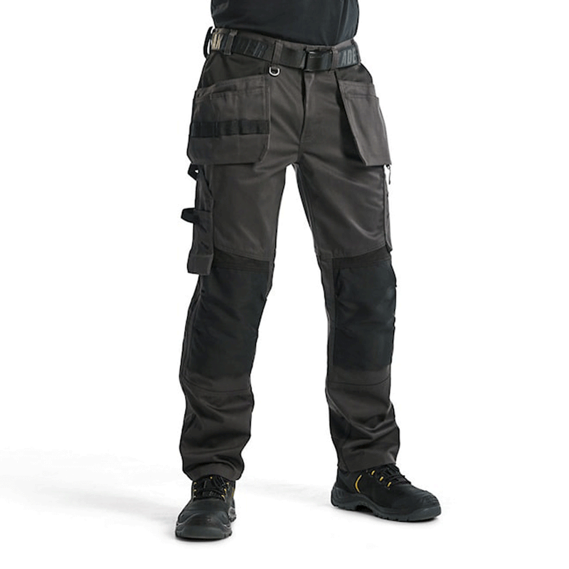 Blaklader 1555 Holster Pocket Craftsmen Work Trousers Dark Grey / Black - KNEE PAD TROUSERS