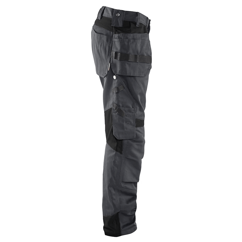 Blaklader 1555 Holster Pocket Craftsmen Work Trousers Dark Grey / Black - KNEE PAD TROUSERS