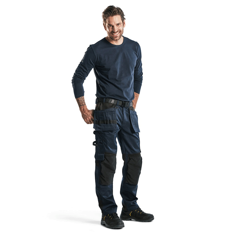 Blaklader 1555 Holster Pocket Craftsmen Work Trousers Dark Navy / Black - KNEE PAD TROUSERS