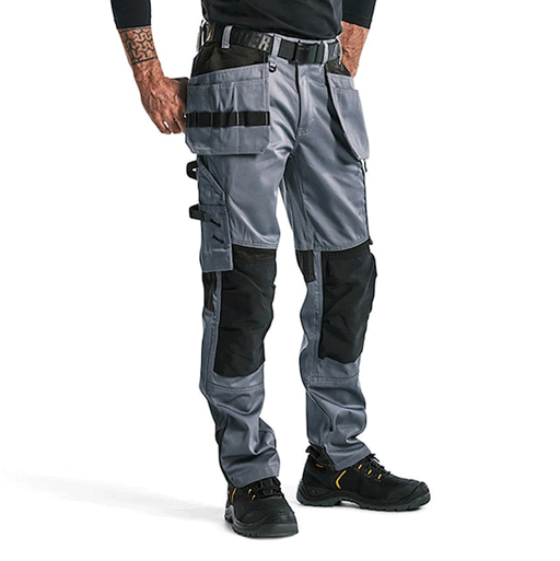 Blaklader 1555 Holster Pocket Craftsmen Work Trousers Grey / Black - KNEE PAD TROUSERS