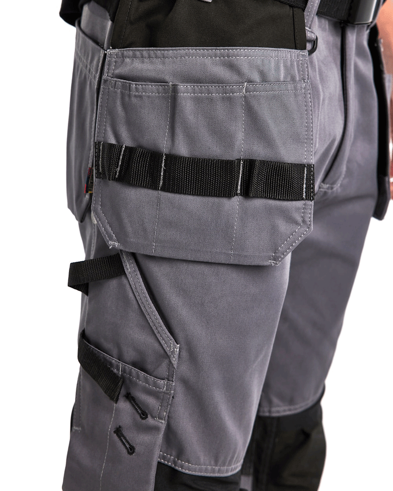 Blaklader 1555 Holster Pocket Craftsmen Work Trousers Grey / Black - KNEE PAD TROUSERS