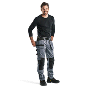 Blaklader 1555 Holster Pocket Craftsmen Work Trousers Grey / Black - KNEE PAD TROUSERS