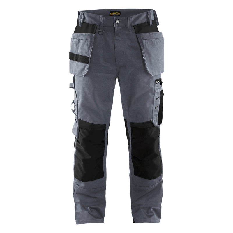 Blaklader 1555 Holster Pocket Craftsmen Work Trousers Grey / Black - KNEE PAD TROUSERS