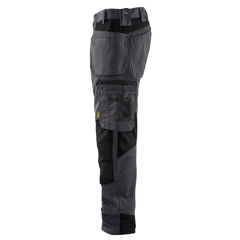Blaklader 1555 Holster Pocket Craftsmen Work Trousers Mid Grey / Black - KNEE PAD TROUSERS