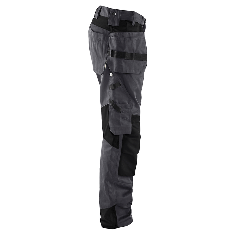 Blaklader 1555 Holster Pocket Craftsmen Work Trousers Mid Grey / Black - KNEE PAD TROUSERS