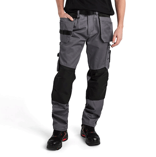 Blaklader 1555 Holster Pocket Craftsmen Work Trousers Mid Grey / Black - KNEE PAD TROUSERS