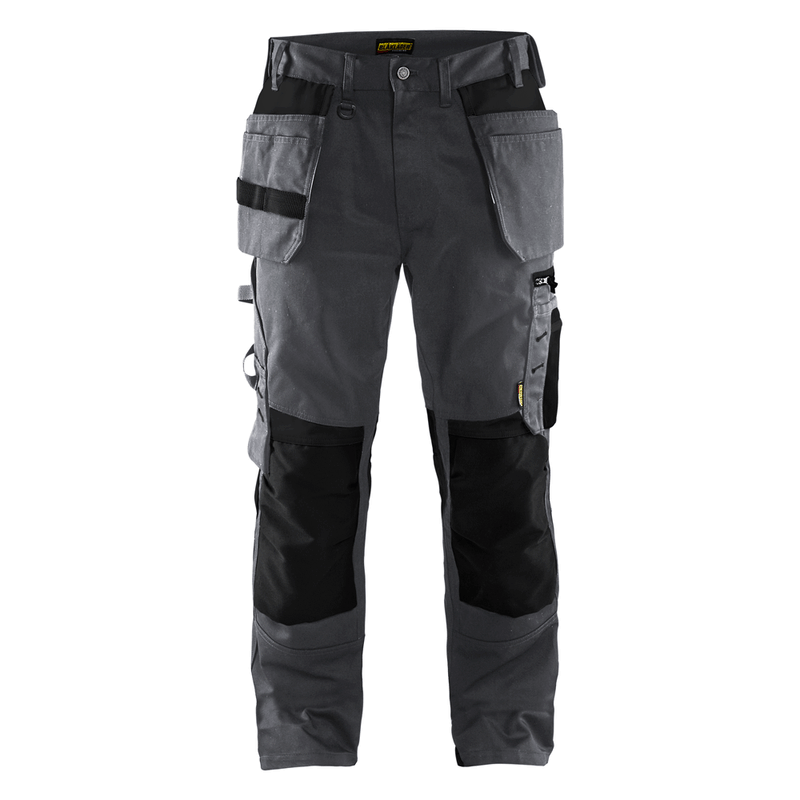 Blaklader 1555 Holster Pocket Craftsmen Work Trousers Mid Grey / Black - KNEE PAD TROUSERS
