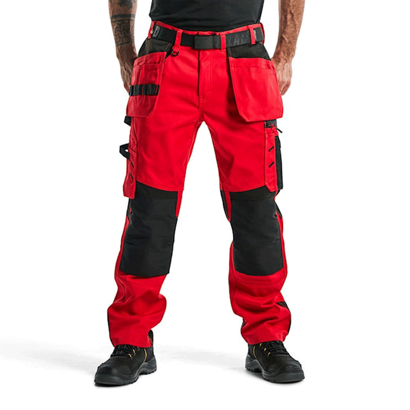 Blaklader 1555 Holster Pocket Craftsmen Work Trousers Red / Black - KNEE PAD TROUSERS