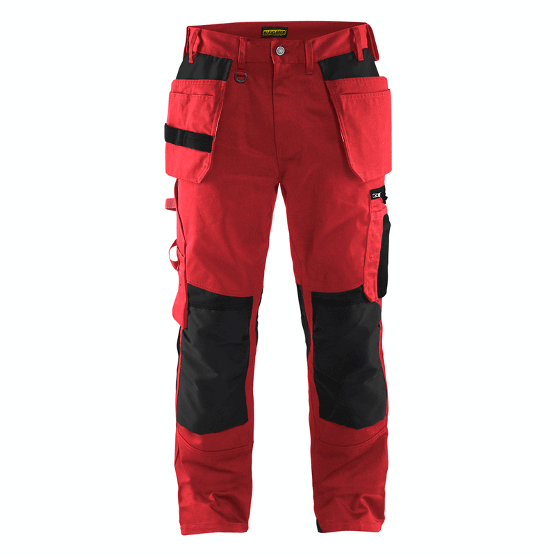 Blaklader 1555 Holster Pocket Craftsmen Work Trousers Red / Black - KNEE PAD TROUSERS