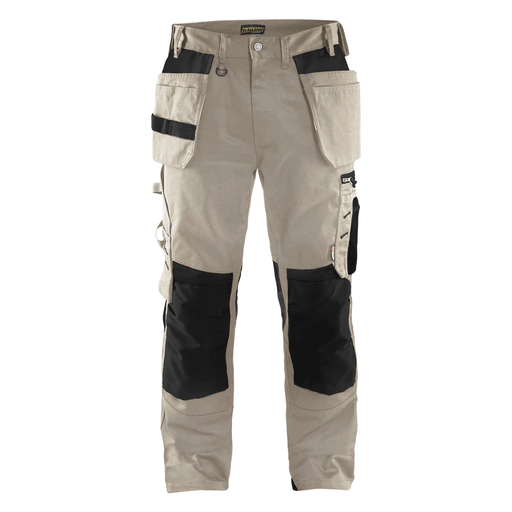 Blaklader 1555 Holster Pocket Craftsmen Work Trousers Stone / Black - KNEE PAD TROUSERS