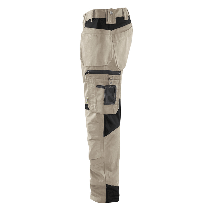 Blaklader 1555 Holster Pocket Craftsmen Work Trousers Stone / Black - KNEE PAD TROUSERS