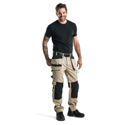 Blaklader 1555 Holster Pocket Craftsmen Work Trousers Stone / Black - KNEE PAD TROUSERS