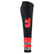 Blaklader 1584 Hi-Vis Professional Drivers Work Trousers Black / Red - HI-VIS TROUSERS