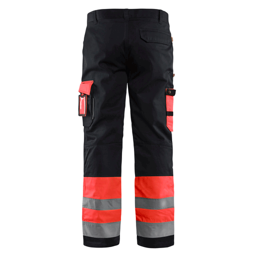 Blaklader 1584 Hi-Vis Professional Drivers Work Trousers Black / Red - HI-VIS TROUSERS
