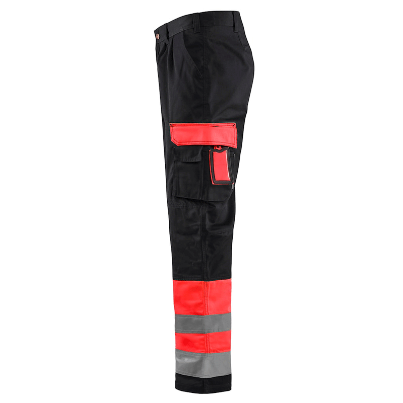 Blaklader 1584 Hi-Vis Professional Drivers Work Trousers Black / Red - HI-VIS TROUSERS