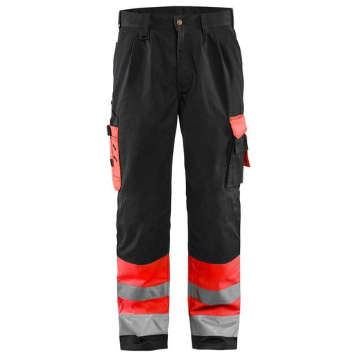 Blaklader 1584 Hi-Vis Professional Drivers Work Trousers Black / Red - HI-VIS TROUSERS