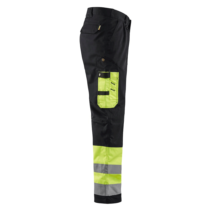 Blaklader 1584 Hi-Vis Professional Drivers Work Trousers Black / Yellow - HI-VIS TROUSERS