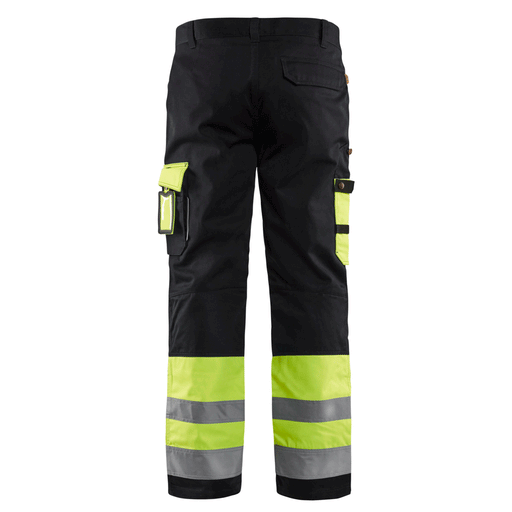 Blaklader 1584 Hi-Vis Professional Drivers Work Trousers Black / Yellow - HI-VIS TROUSERS
