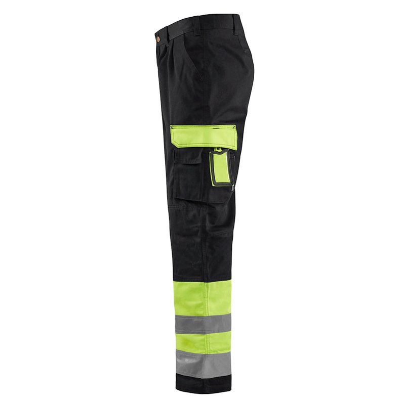 Blaklader 1584 Hi-Vis Professional Drivers Work Trousers Black / Yellow - HI-VIS TROUSERS