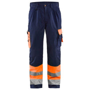 Blaklader 1584 Hi-Vis Professional Drivers Work Trousers Blue / Orange - HI-VIS TROUSERS