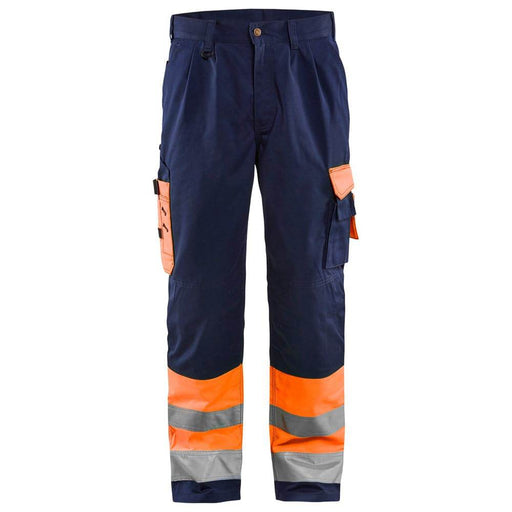Blaklader 1584 Hi-Vis Professional Drivers Work Trousers Blue / Orange - HI-VIS TROUSERS