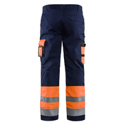 Blaklader 1584 Hi-Vis Professional Drivers Work Trousers Blue / Orange - HI-VIS TROUSERS