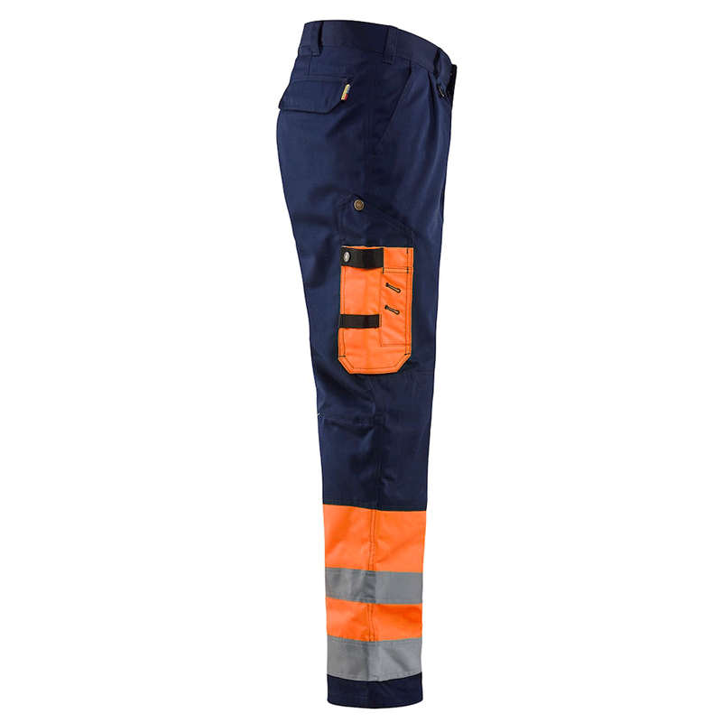 Blaklader 1584 Hi-Vis Professional Drivers Work Trousers Blue / Orange - HI-VIS TROUSERS