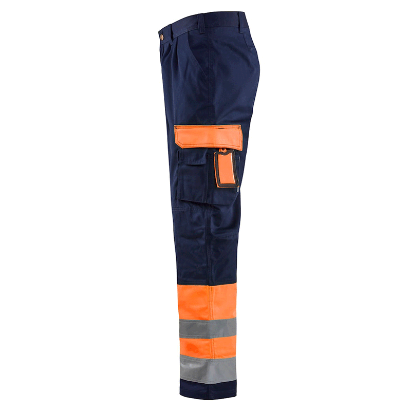 Blaklader 1584 Hi-Vis Professional Drivers Work Trousers Blue / Orange - HI-VIS TROUSERS