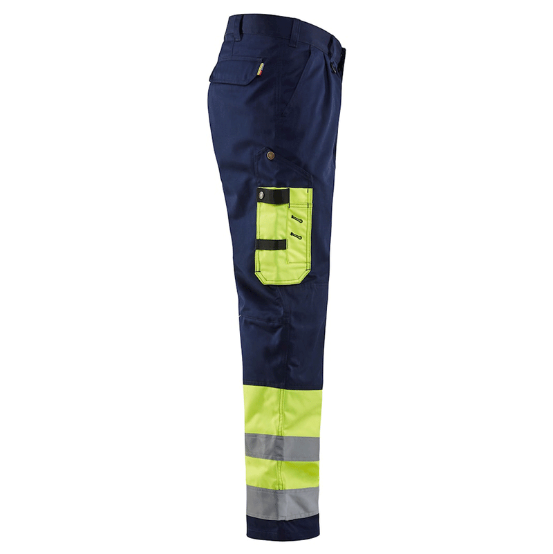 Blaklader 1584 Hi-Vis Professional Drivers Work Trousers Blue / Yellow - HI-VIS TROUSERS