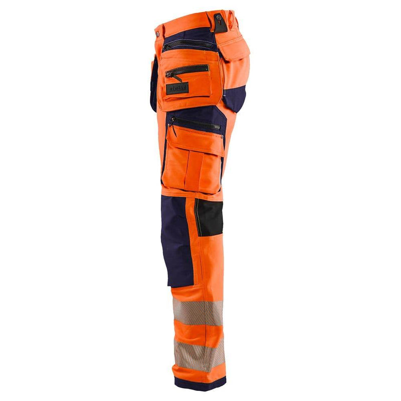 Blaklader 1997 Hi-Vis 4-Way Stretch Holster Pocket Kneepad Work Trousers Orange/Navy Blue, 34" Waist Long Leg - Apparel & Accessories > Clothing > Pants > Cargo Pants SALE HI-VIS TROUSERS