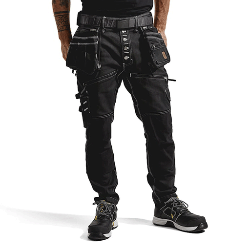 Blaklader 1999 Craftmens Denim Holster Pocket Stretch Work Trouser X1900 - KNEE PAD TROUSERS