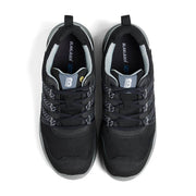 Black safety work trainers with gray accents on a white background