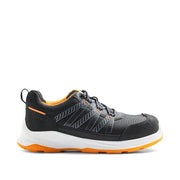 Black and orange safety work shoe on a white background Trade In Timber EXTRA
