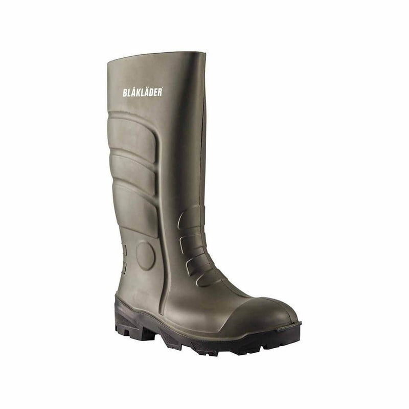 Brown rubber boot with Blaklader branding on a white background