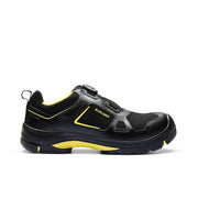 Black and yellow safety shoe on a white background