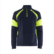 Blaklader 3550 1/4 Zip Sweatshirt with Hi-Vis Panels Navy/Yellow XL - SALE SWEATSHIRTS