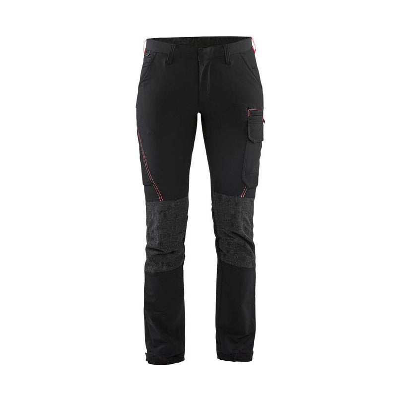 Blaklader 7122 Womens 4-Way Stretch Service Work Trouser Black/Red, UK 14 Long Leg - Apparel & Accessories > Clothing > Pants > Trousers SALE WOMENS