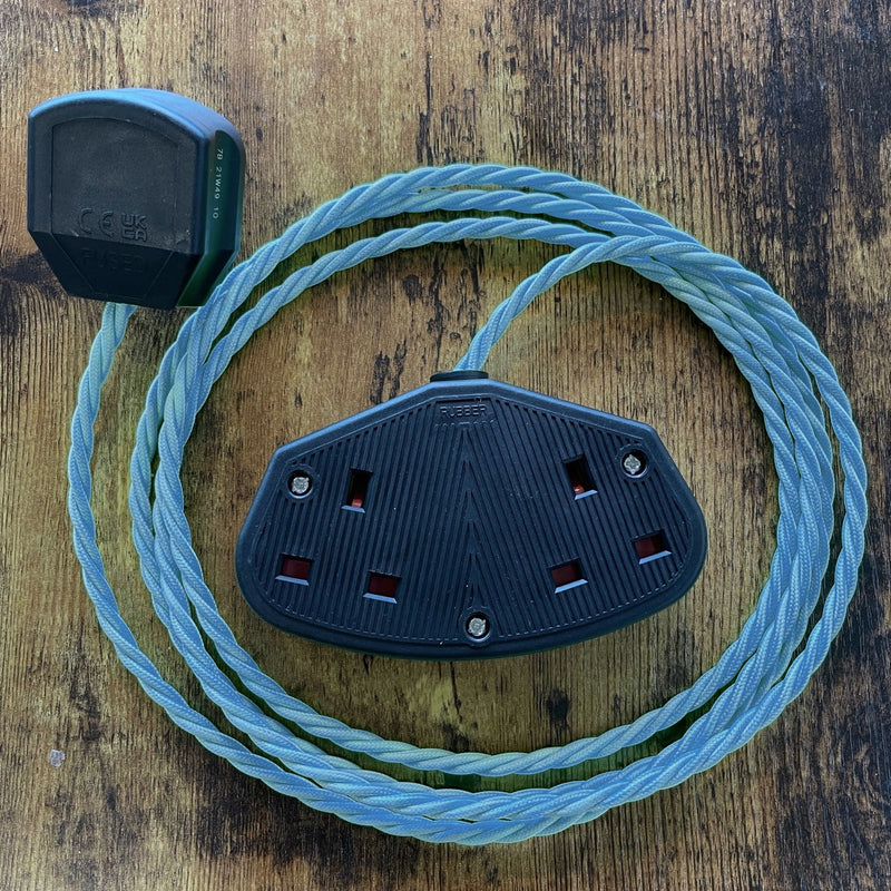 Coloured Fabric Decorative Extension Lead - Twisted Flex - Black Plug & Socket - Hardware > Power & Electrical Supplies > Extension Cords