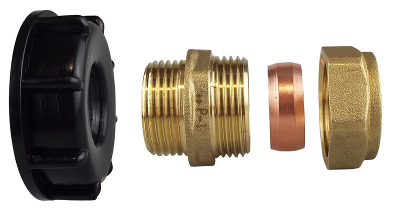 IBC 2” S60X6 Cap with Brass Compression Straight 1” BSP – 28mm - Home & Garden > Lawn & Garden