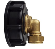 IBC 2” S60X6 Cap with Brass Compression Elbow ¾” BSP – 15mm - Home & Garden > Lawn & Garden