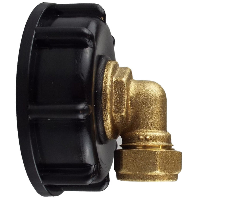 IBC 2” S60X6 Cap with Brass Compression Elbow ¾” BSP – 15mm - Home & Garden > Lawn & Garden