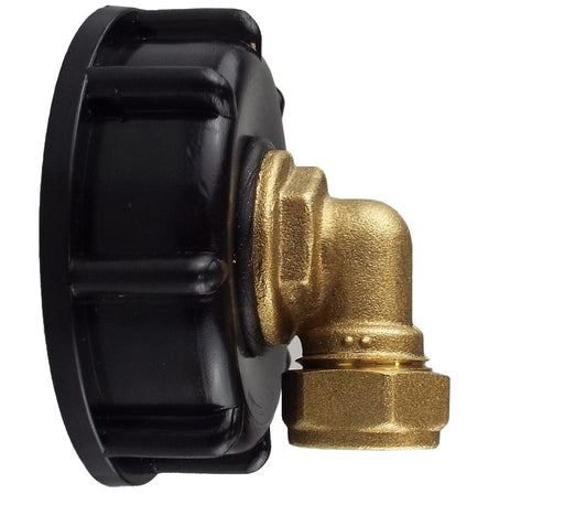 IBC 2” S60X6 Cap with Brass Compression Elbow ¾” BSP – 15mm - Home & Garden > Lawn & Garden