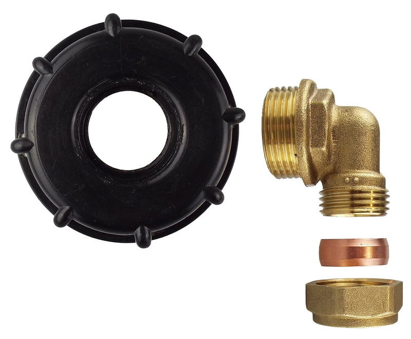 IBC 2” S60X6 Cap with Brass Compression Elbow 1” BSP – 28mm - Home & Garden > Lawn & Garden