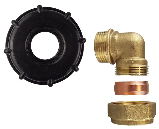 IBC 2” S60X6 Cap with Brass Compression Elbow 1” BSP – 28mm - Home & Garden > Lawn & Garden