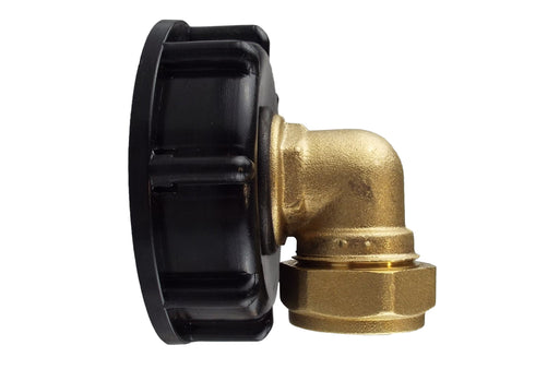 IBC 2” S60X6 Cap with Brass Compression Elbow ¾” BSP – 22mm - Home & Garden > Lawn & Garden